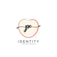 PO Handwriting logo vector of initial signature, wedding, fashion, jewerly, boutique, floral and botanical with creative template for any company or business.