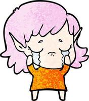 cartoon crying elf girl vector