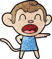 shouting cartoon monkey pointing vector