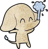 lindo elefante de dibujos animados arrojando agua vector