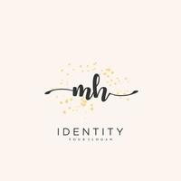 MH Handwriting logo vector of initial signature, wedding, fashion, jewerly, boutique, floral and botanical with creative template for any company or business.