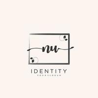 NU Handwriting logo vector of initial signature, wedding, fashion, jewerly, boutique, floral and botanical with creative template for any company or business.
