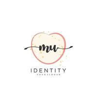 MU Handwriting logo vector of initial signature, wedding, fashion, jewerly, boutique, floral and botanical with creative template for any company or business.