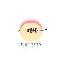 NU Handwriting logo vector of initial signature, wedding, fashion, jewerly, boutique, floral and botanical with creative template for any company or business.