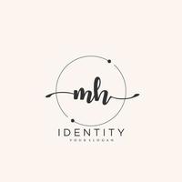 MH Handwriting logo vector of initial signature, wedding, fashion, jewerly, boutique, floral and botanical with creative template for any company or business.