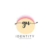 GU Handwriting logo vector of initial signature, wedding, fashion, jewerly, boutique, floral and botanical with creative template for any company or business.