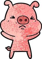 cartoon angry pig vector