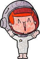 happy cartoon astronaut vector