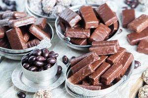 Dessert for christmas. Assortment of sweet confectionery with chocolate candies and pralines. photo