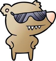 sunglasses bear cartoon with hands on hips vector