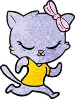 cute cartoon cat with bow vector