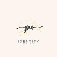 PU Handwriting logo vector of initial signature, wedding, fashion, jewerly, boutique, floral and botanical with creative template for any company or business.