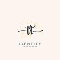 TT Handwriting logo vector of initial signature, wedding, fashion, jewerly, boutique, floral and botanical with creative template for any company or business.