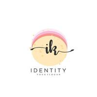 IK Handwriting logo vector of initial signature, wedding, fashion, jewerly, boutique, floral and botanical with creative template for any company or business.