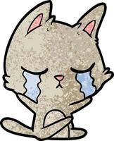 crying cartoon cat vector