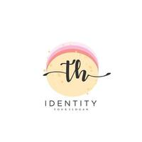 TH Handwriting logo vector of initial signature, wedding, fashion, jewerly, boutique, floral and botanical with creative template for any company or business.