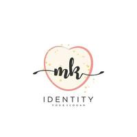 MK Handwriting logo vector of initial signature, wedding, fashion, jewerly, boutique, floral and botanical with creative template for any company or business.