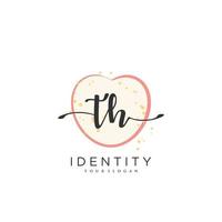 TH Handwriting logo vector of initial signature, wedding, fashion, jewerly, boutique, floral and botanical with creative template for any company or business.