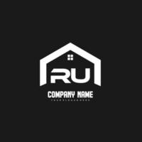 ru vector de diseño de logotipo de letras iniciales para construcción, hogar, bienes raíces, edificio, propiedad.