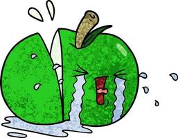 cartoon apple crying vector