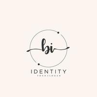 BI Handwriting logo vector of initial signature, wedding, fashion, jewerly, boutique, floral and botanical with creative template for any company or business.