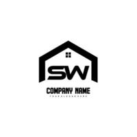 vector de diseño de logotipo de letras iniciales sw para construcción, hogar, bienes raíces, edificio, propiedad.