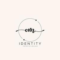 OM Handwriting logo vector of initial signature, wedding, fashion, jewerly, boutique, floral and botanical with creative template for any company or business.