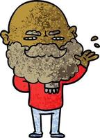 cartoon dismissive man with beard frowning vector