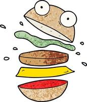 hamburguesa increíble de dibujos animados vector