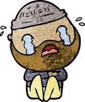 cartoon bearded man crying vector