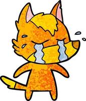sad little fox cartoon character vector