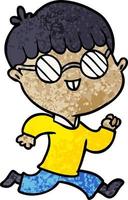 niño de dibujos animados con gafas vector