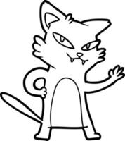 happy cartoon cat waving vector