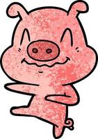 nervous cartoon pig dancing vector