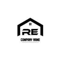 re vector de diseño de logotipo de letras iniciales para construcción, hogar, bienes raíces, edificio, propiedad.