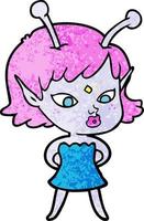 pretty cartoon alien girl vector