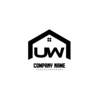 UW Initial Letters Logo design vector for construction, home, real estate, building, property.