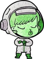 cartoon pretty astronaut girl vector