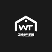 vector de diseño de logotipo de letras iniciales wt para construcción, hogar, bienes raíces, edificio, propiedad.