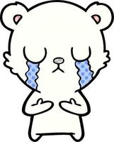 sad little polar bear cartoon vector