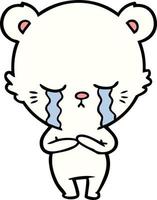 sad little polar bear cartoon vector