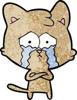 cartoon crying cat vector