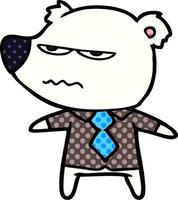 oso polar en dibujos animados de camisa y corbata vector