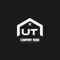 ut vector de diseño de logotipo de letras iniciales para construcción, hogar, bienes raíces, edificio, propiedad.