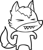 angry wolf cartoon vector