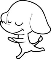 cartoon smiling elephant running vector