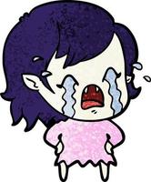 cartoon crying vampire girl vector