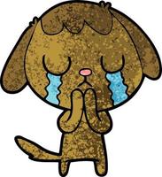 cute cartoon dog crying vector