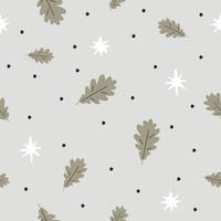 Seamless pattern with oak leaves and stars vector