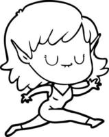 happy cartoon elf girl running vector